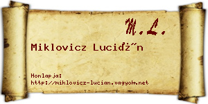 Miklovicz Lucián névjegykártya
